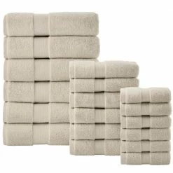 Plush Soft Cotton 18-Piece Bath Towel Set in Almond Biscotti by Home Decorators Collection