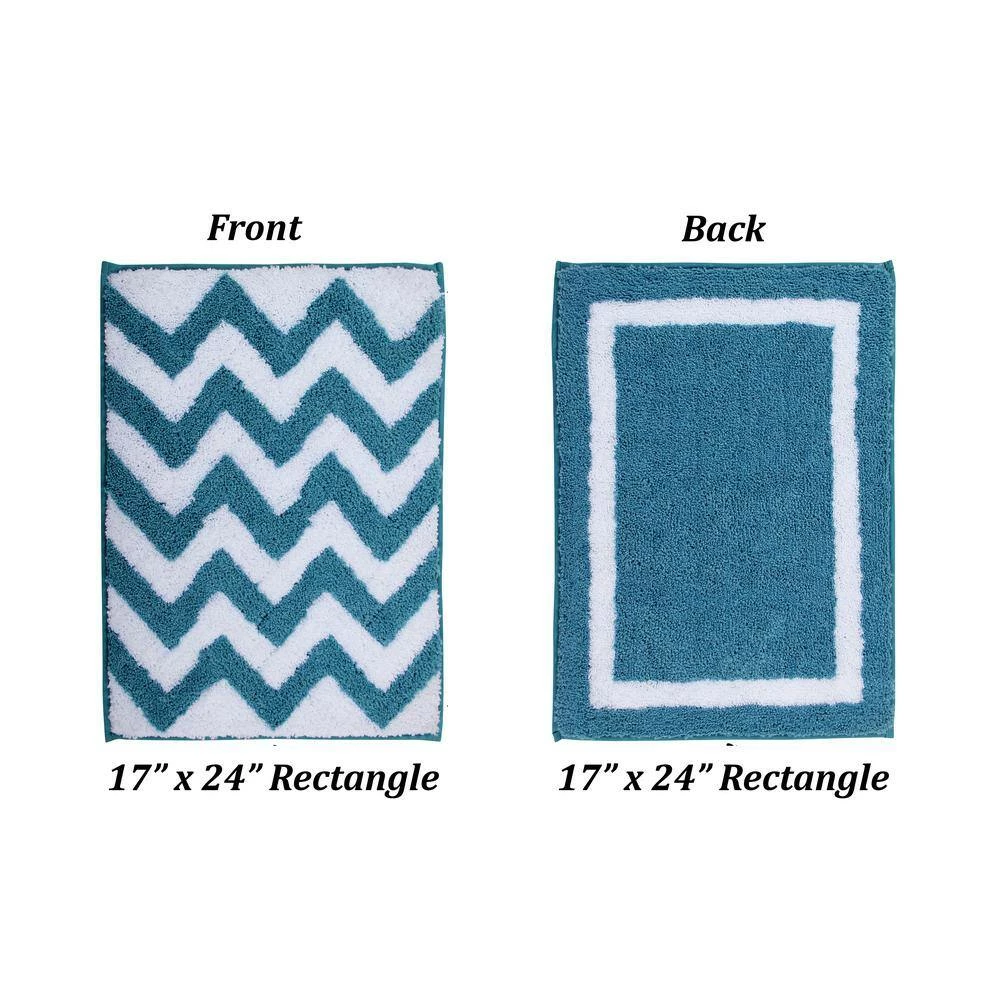 Pegasus Collection 2-Piece Aqua 100% Polyester 17 in. x 24 in., 21 in. x 34 in. Bath Rug Set by Better Trends 6 Pegasus Collection 2-Piece Aqua 100% Polyester 17 in. x 24 in., 21 in. x 34 in. Bath Rug Set by Better Trends - Image 4