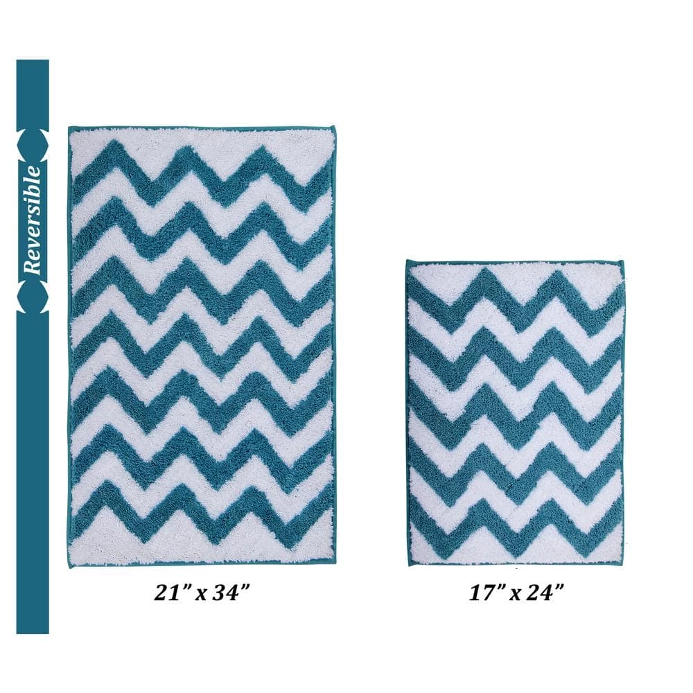 Pegasus Collection 2-Piece Aqua 100% Polyester 17 in. x 24 in., 21 in. x 34 in. Bath Rug Set by Better Trends 3 Pegasus Collection 2-Piece Aqua 100% Polyester 17 in. x 24 in., 21 in. x 34 in. Bath Rug Set by Better Trends
