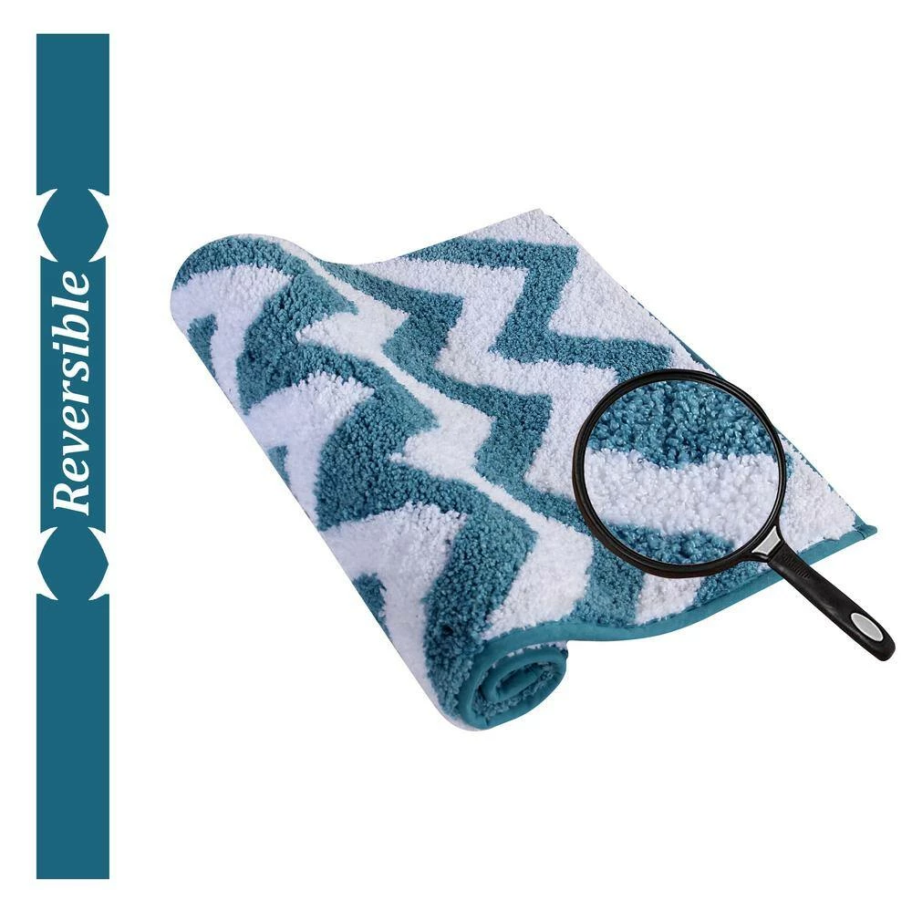 Pegasus Collection 2-Piece Aqua 100% Polyester 17 in. x 24 in., 21 in. x 34 in. Bath Rug Set by Better Trends 8 Pegasus Collection 2-Piece Aqua 100% Polyester 17 in. x 24 in., 21 in. x 34 in. Bath Rug Set by Better Trends - Image 6