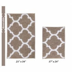 Marrakesh Collection 2-Piece Beige 100% Polyester 17 in. x 24 in., 21 in. x 34 in. Bath Rug Set by Better Trends