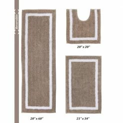 Pegasus Collection 3-Piece Beige100% Polyester 20 in. x 20 in., 21 in. x 34 in., 20 in. x 60 in. Bath Rug Set by Better Trends -Better Trends Sales Store beige better trends bathroom rugs bath mats bape3pc202160be c3 1000