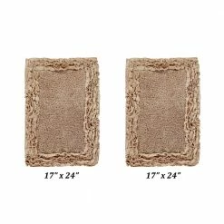 Shaggy Border Collection 2 Piece Beige 100% Cotton Bath Rug Set - (17" x 24" : 17" x 24") by Better Trends