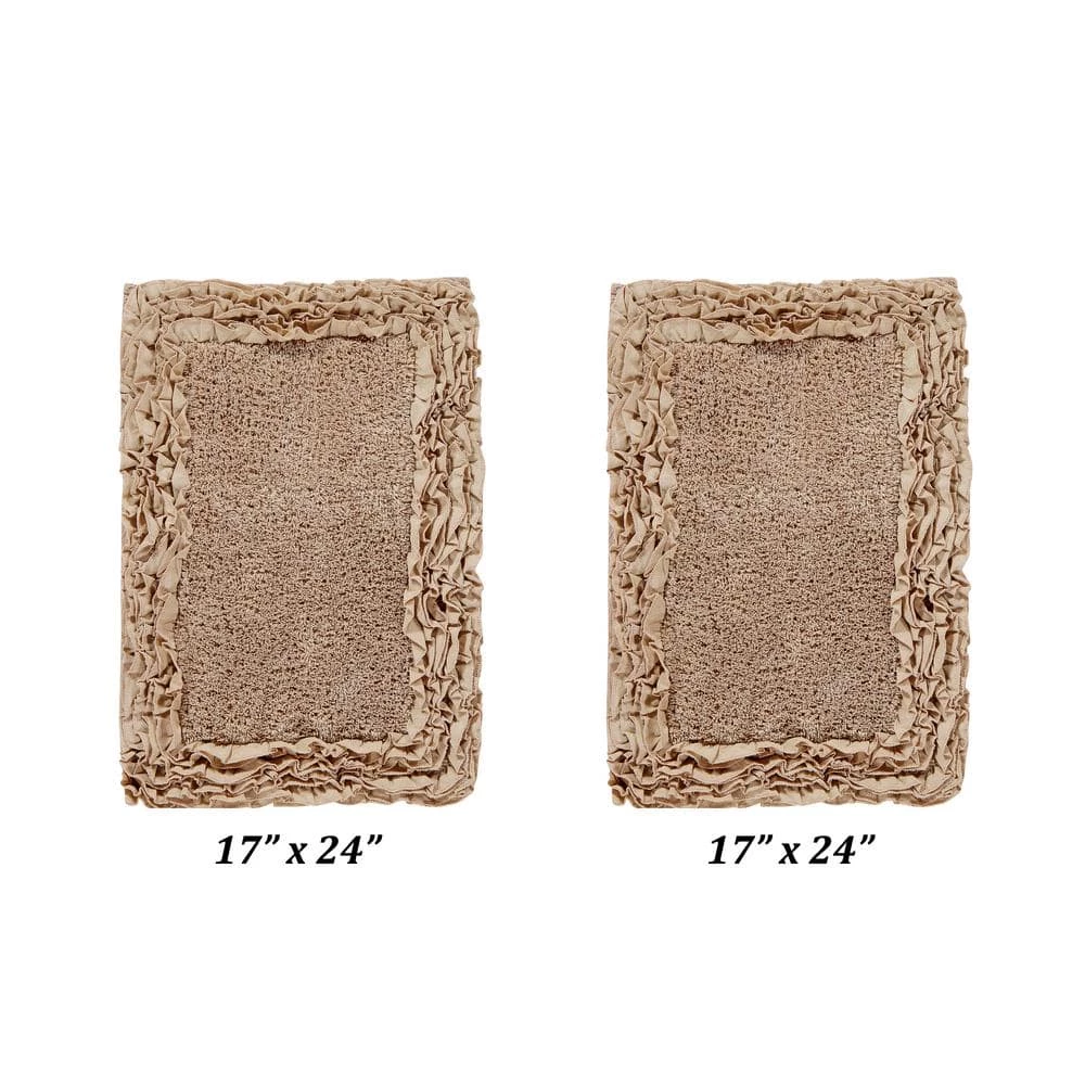 Shaggy Border Collection 2 Piece Beige 100% Cotton Bath Rug Set - (17" x 24" : 17" x 24") by Better Trends 3 Shaggy Border Collection 2 Piece Beige 100% Cotton Bath Rug Set - (17" x 24" : 17" x 24") by Better Trends