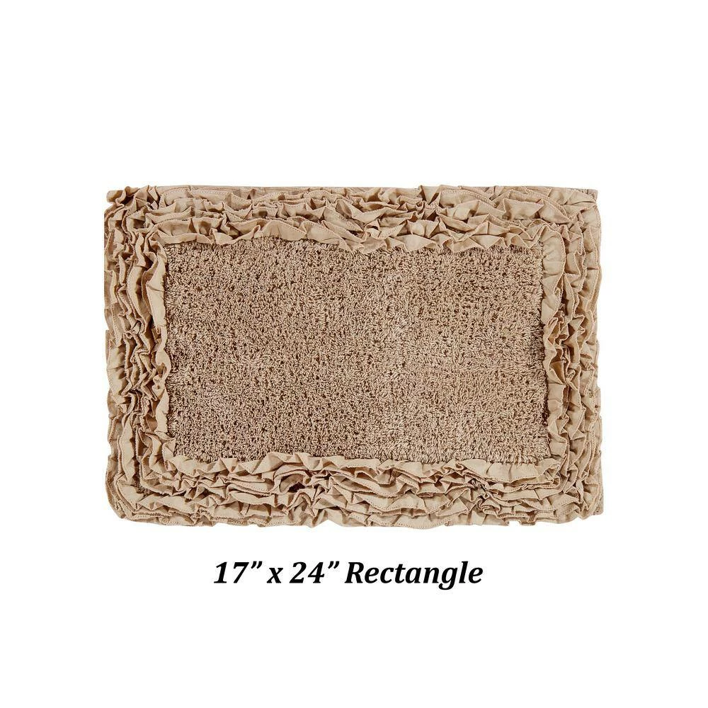 Shaggy Border Collection 2 Piece Beige 100% Cotton Bath Rug Set - (17" x 24" : 17" x 24") by Better Trends 5 Shaggy Border Collection 2 Piece Beige 100% Cotton Bath Rug Set - (17" x 24" : 17" x 24") by Better Trends - Image 3