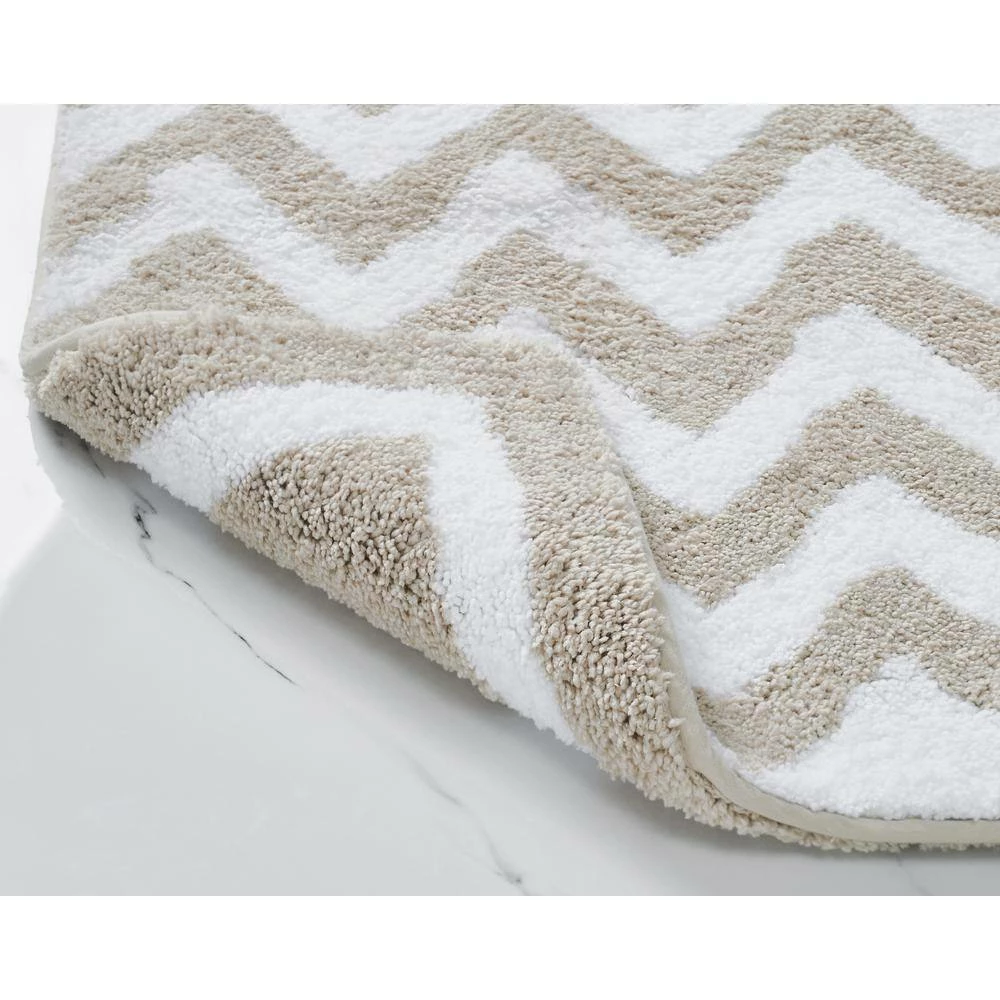 Pegasus Collection Beige Chevron Pattern 100% Cotton Rectangle 3-Piece Bath Rug and Towel Set by Better Trends 4 Pegasus Collection Beige Chevron Pattern 100% Cotton Rectangle 3-Piece Bath Rug and Towel Set by Better Trends - Image 2