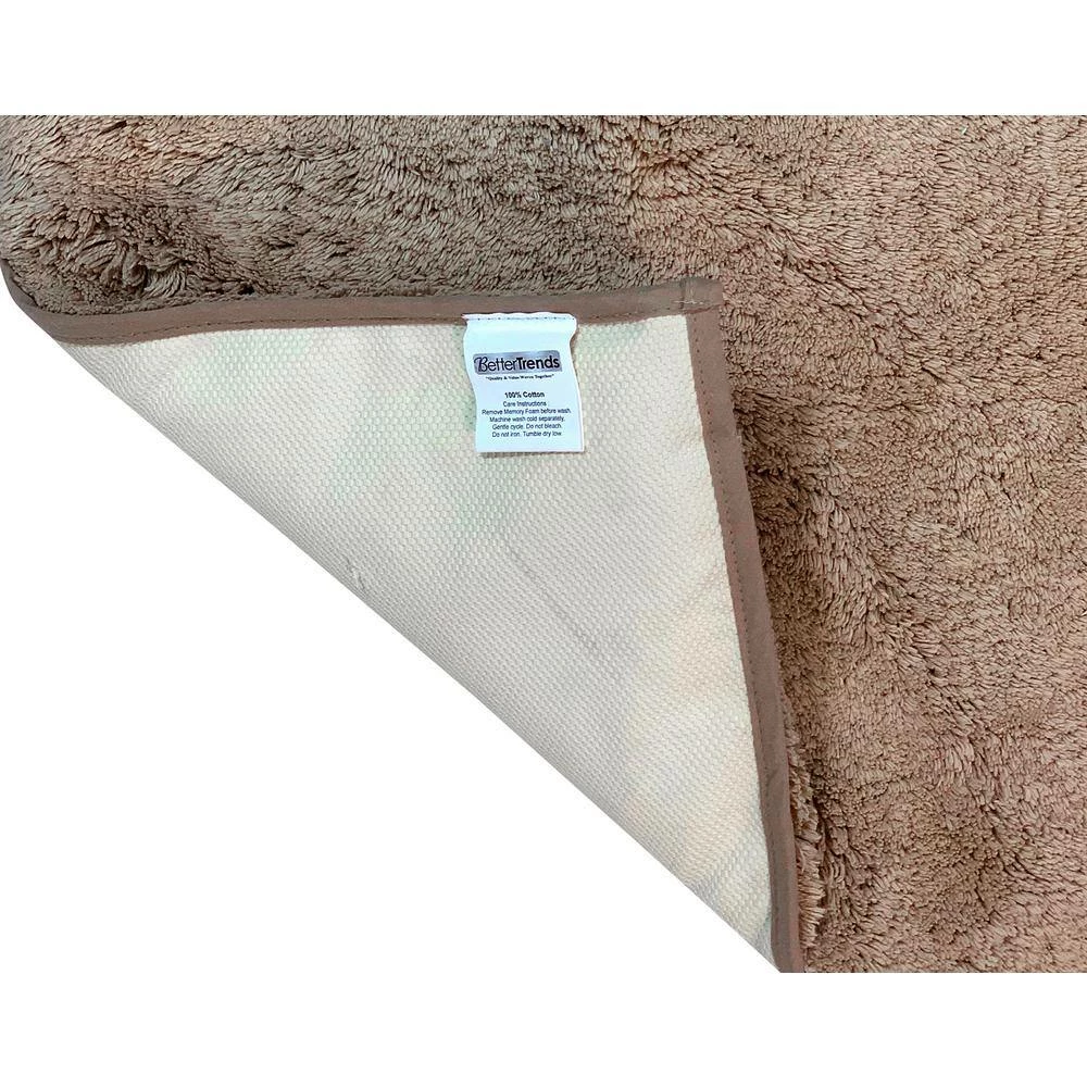 Memory Foam Collection Beige 100% Cotton Solid Pattern 18" x 54" RectangleBath Rug by Better Trends 4 Memory Foam Collection Beige 100% Cotton Solid Pattern 18" x 54" RectangleBath Rug by Better Trends - Image 2