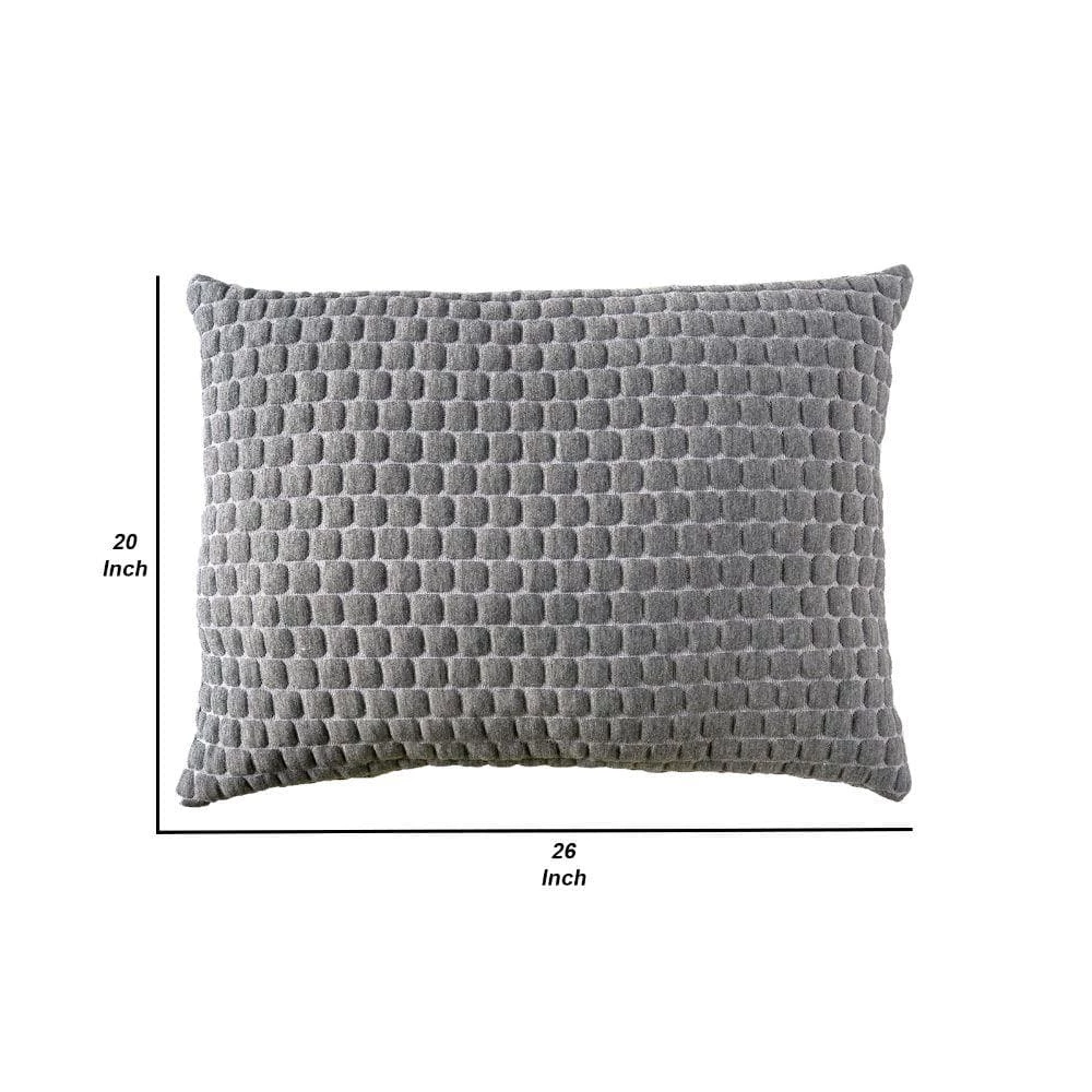 Gray Memory Gel Twin Size Pillow with Stretched Knit Cover by Benjara 6 Gray Memory Gel Twin Size Pillow with Stretched Knit Cover by Benjara - Image 5