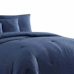 Alice 5- Piece Navy Blue Textured Microfiber Queen Comforter Set by Benjara -Better Trends Sales Store benjara bedding sets bm277009 4f 1000