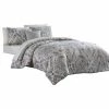 Lance 8- Piece White and Gray Damask Print Microfiber Queen Bed Comforter Set by Benjara -Better Trends Sales Store benjara bedding sets bm277011 64 1000