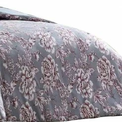 Tyler 8- Piece Gray Floral Print Microfiber Queen Bed Comforter Set by Benjara -Better Trends Sales Store benjara bedding sets bm277013 1f 1000
