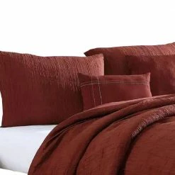 Alice 5- Piece Red Textured Microfiber Queen Comforter Set by Benjara -Better Trends Sales Store benjara bedding sets bm277112 31 1000