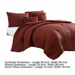 Alice 5- Piece Red Textured Microfiber Queen Comforter Set by Benjara -Better Trends Sales Store benjara bedding sets bm277112 44 1000