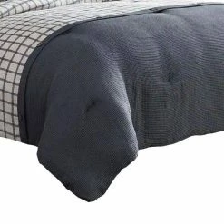 Owen 4- Piece White and Gray Squared Microfiber Queen Comforter Set by Benjara -Better Trends Sales Store benjara bedding sets bm277120 1f 1000