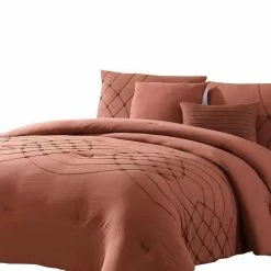 Alice 5-Piece Red Stitched Microfiber Queen Comforter Set by Benjara 11 Alice 5-Piece Red Stitched Microfiber Queen Comforter Set by Benjara -Better Trends Sales Store benjara bedding sets bm277175 1f 1000