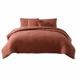 Alice 5-Piece Red Stitched Microfiber Queen Comforter Set by Benjara 13 Alice 5-Piece Red Stitched Microfiber Queen Comforter Set by Benjara -Better Trends Sales Store benjara bedding sets bm277175 31 1000