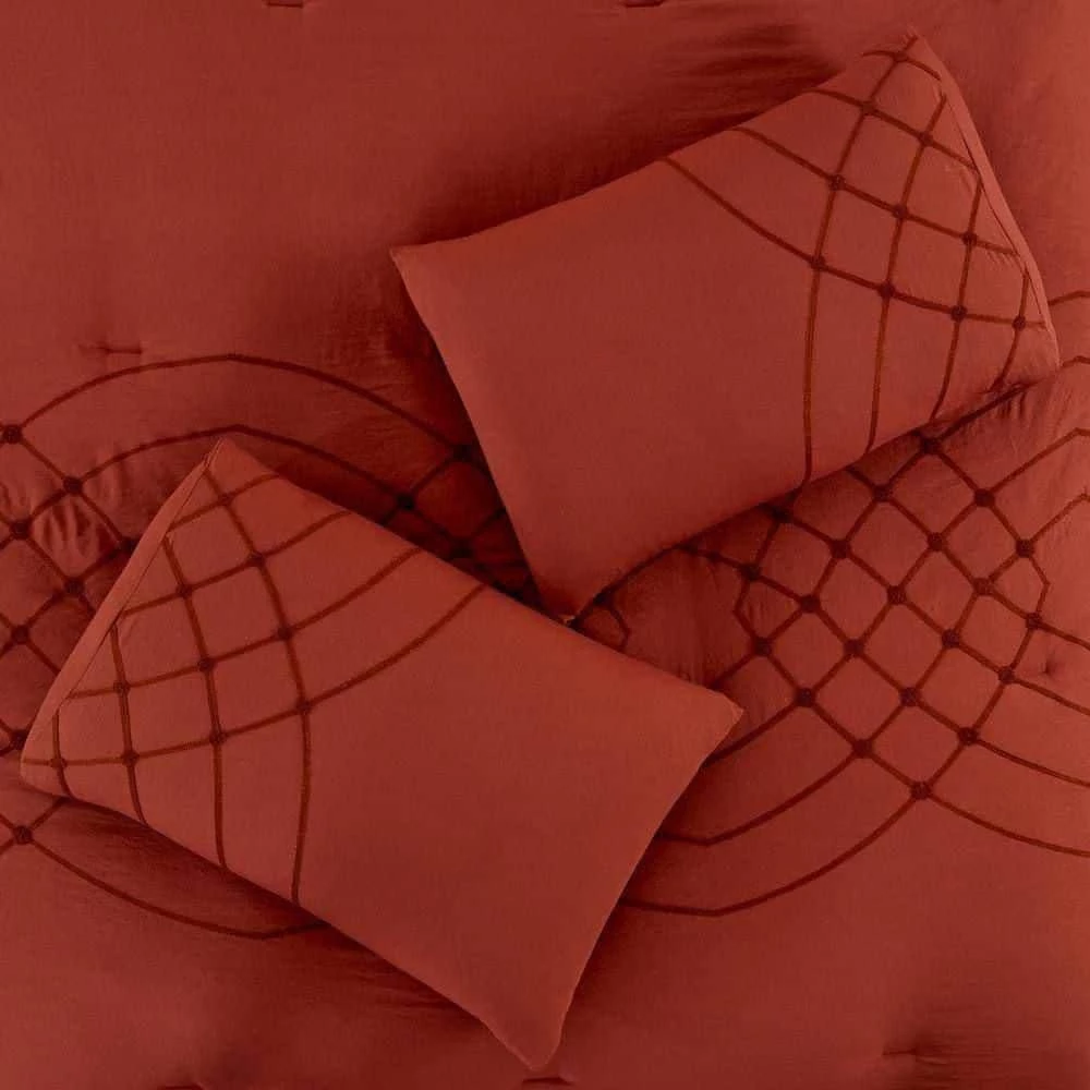 Alice 5-Piece Red Stitched Microfiber Queen Comforter Set by Benjara 5 Alice 5-Piece Red Stitched Microfiber Queen Comforter Set by Benjara - Image 3