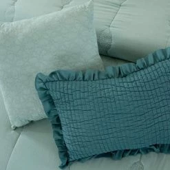 Alice 5-Piece Sea Green Microfiber Queen Comforter Set by Benjara -Better Trends Sales Store benjara bedding sets bm277181 4f 1000