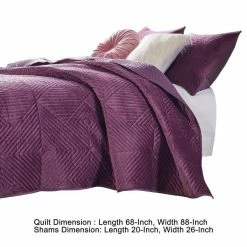 Ahab 2-Piece Violet Diamond Quilting Design Velvet Twin Quilt Set by Benjara -Better Trends Sales Store benjara bedding sets bm280408 44 1000