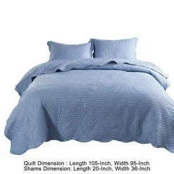 Esen 3-Piece Light Blue Quilted Nautical Design Microfiber King Size Quilt Set by Benjara -Better Trends Sales Store benjara bedding sets bm280424 44 1000