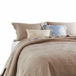 Esen 3-Piece Taupe Brown Quilted Nautical Design Microfiber Full Size Quilt Set by Benjara -Better Trends Sales Store benjara bedding sets bm280425 1f 1000