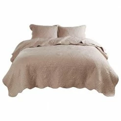 Esen 3-Piece Taupe Brown Quilted Nautical Design Microfiber Full Size Quilt Set by Benjara -Better Trends Sales Store benjara bedding sets bm280425 31 1000