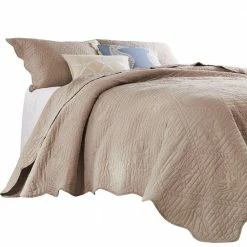 Esen 3-Piece Taupe Brown Quilted Nautical Design Microfiber Full Size Quilt Set by Benjara -Better Trends Sales Store benjara bedding sets bm280425 4f 1000