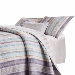 Ysa 2-Piece Multi-Color Pastel Striped Soft Cotton Twin Quilt Set by Benjara -Better Trends Sales Store benjara bedding sets bm280434 4f 1000