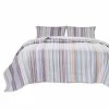 Ysa 2-Piece Multi-Color Pastel Striped Soft Cotton Twin Quilt Set by Benjara -Better Trends Sales Store benjara bedding sets bm280434 64 1000