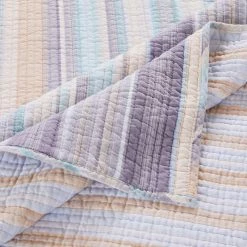 Ysa 3-Piece Multi-Color Pastel Striped Soft Cotton King Quilt Set by Benjara -Better Trends Sales Store benjara bedding sets bm280436 1f 1000