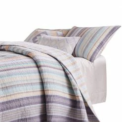 Ysa 3-Piece Multi-Color Pastel Striped Soft Cotton King Quilt Set by Benjara -Better Trends Sales Store benjara bedding sets bm280436 4f 1000