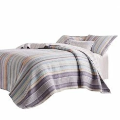 Ysa 3-Piece Multi-Color Pastel Striped Soft Cotton King Quilt Set by Benjara -Better Trends Sales Store benjara bedding sets bm280436 c3 1000