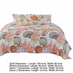 Gul 5-Piece Multi-Color Coral Shell Print Soft Microfiber King Quilt Set by Benjara -Better Trends Sales Store benjara bedding sets bm282006 44 1000