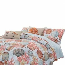 Gul 5-Piece Multi-Color Coral Shell Print Soft Microfiber King Quilt Set by Benjara -Better Trends Sales Store benjara bedding sets bm282006 4f 1000