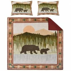 Kip 3-Piece Multi-Color Simple Bear Print Soft Microfiber King Quilt Set by Benjara -Better Trends Sales Store benjara bedding sets bm282011 1f 1000