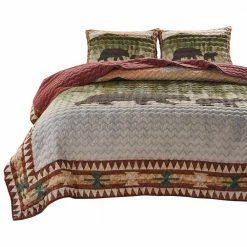 Kip 3-Piece Multi-Color Simple Bear Print Soft Microfiber King Quilt Set by Benjara -Better Trends Sales Store benjara bedding sets bm282011 31 1000
