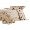 Rosle Cream and Pink Floral Print King Size Cotton Bedspread Set by Benjara -Better Trends Sales Store benjara quilts bm281989 64 1000