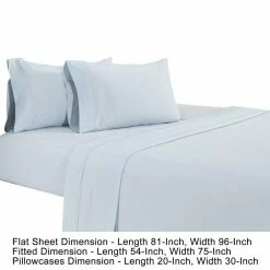 Matt 4-Piece Light Blue Solid Soft Organic Cotton Full Bed Sheet Set by Benjara -Better Trends Sales Store benjara sheet sets bm276821 44 1000