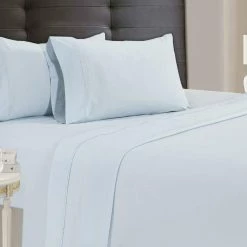 Matt 4-Piece Light Blue Solid Soft Organic Cotton Full Bed Sheet Set by Benjara -Better Trends Sales Store benjara sheet sets bm276821 fa 1000