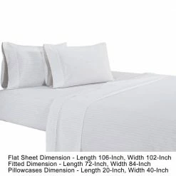 Matt 4-Piece White Stripes Organic Cotton California King Bed Sheet Set by Benjara -Better Trends Sales Store benjara sheet sets bm276825 31 1000