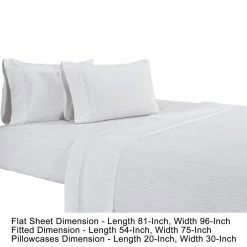 Matt 4-Piece White Stripes Soft Organic Cotton Full Bed Sheet Set by Benjara -Better Trends Sales Store benjara sheet sets bm276826 44 1000