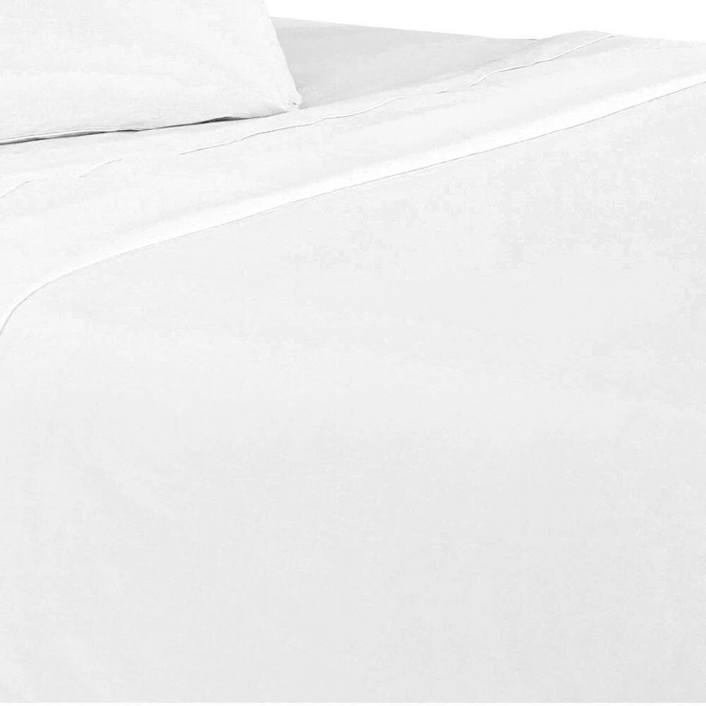 Matt 4-Piece White Solid Soft Organic Cotton California King Bed Sheet Set by Benjara 6 Matt 4-Piece White Solid Soft Organic Cotton California King Bed Sheet Set by Benjara - Image 4