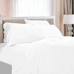 Minka 6-Piece White Solid Antimicrobial Microfiber Full Bed Sheet Set by Benjara -Better Trends Sales Store benjara sheet sets bm276841 31 1000