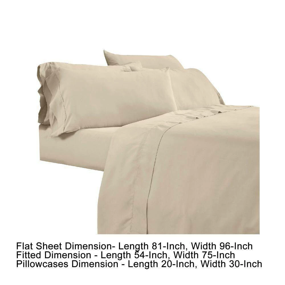 Minka 6-Piece Beige Solid Antimicrobial Microfiber Full Bed Sheet Set by Benjara 8 Minka 6-Piece Beige Solid Antimicrobial Microfiber Full Bed Sheet Set by Benjara - Image 6