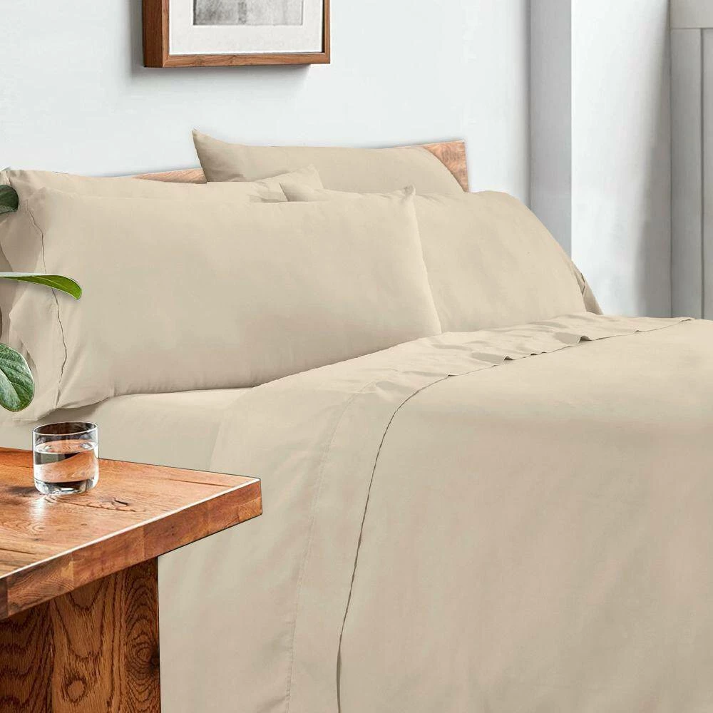 Minka 6-Piece Beige Solid Antimicrobial Microfiber Full Bed Sheet Set by Benjara 9 Minka 6-Piece Beige Solid Antimicrobial Microfiber Full Bed Sheet Set by Benjara - Image 7