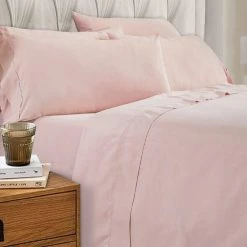 Minka 6-Piece Pink Solid Antimicrobial Microfiber Full Bed Sheet Set by Benjara -Better Trends Sales Store benjara sheet sets bm276856 44 1000
