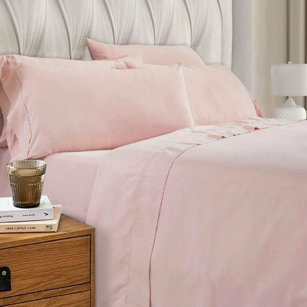 Minka 6-Piece Pink Solid Soft Antimicrobial Microfiber King Bed Sheet Set by Benjara 8 Minka 6-Piece Pink Solid Soft Antimicrobial Microfiber King Bed Sheet Set by Benjara - Image 6