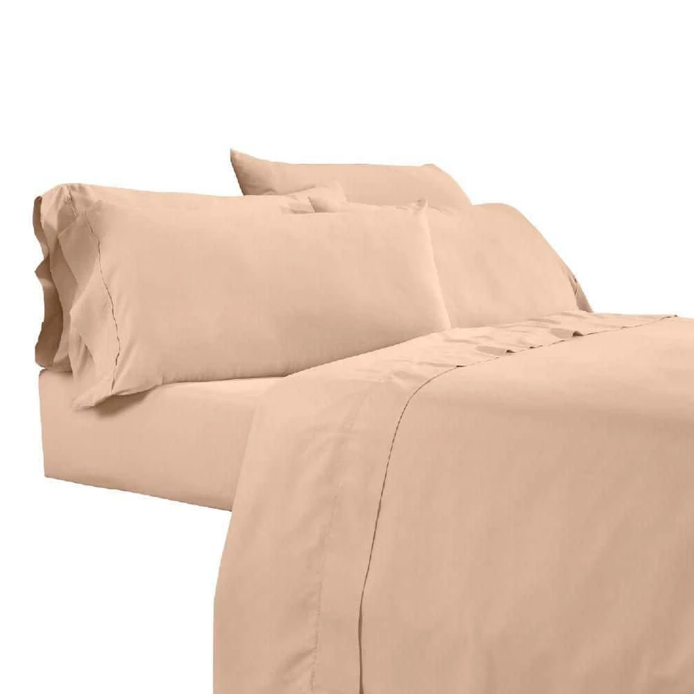 Minka 6-Piece Sand Pink Solid Antimicrobial Microfiber King Bed Sheet Set by Benjara 3 Minka 6-Piece Sand Pink Solid Antimicrobial Microfiber King Bed Sheet Set by Benjara