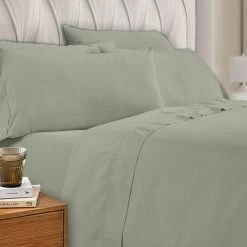 Minka 6-Piece Green Solid Soft Antimicrobial Microfiber Full Bed Sheet Set by Benjara -Better Trends Sales Store benjara sheet sets bm276866 31 1000