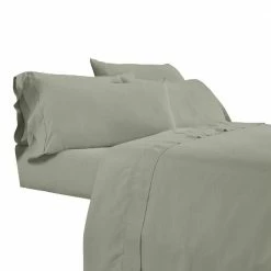 Minka 6-Piece Green Solid Soft Antimicrobial Microfiber King Bed Sheet Set by Benjara